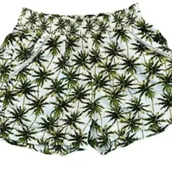 Briggs Green And White Palm Tree Linen Pull On‎ Shorts Women’s Sz Medium - Picture 1 of 12